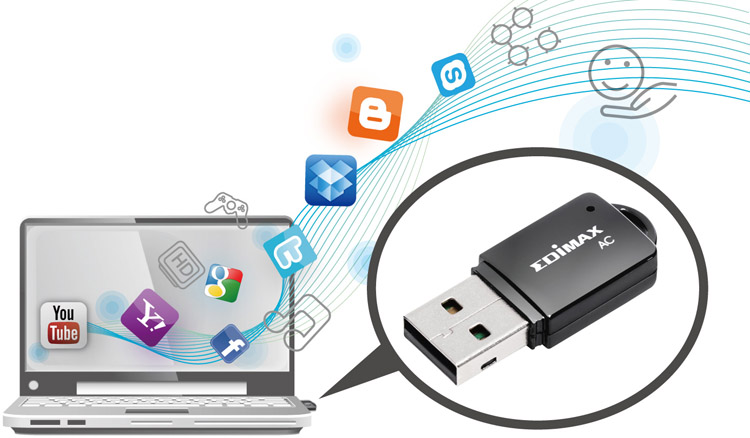 Edimax EW-7811UTC AC600 Wireless Dual-Band Mini USB Adapter Mini-Size